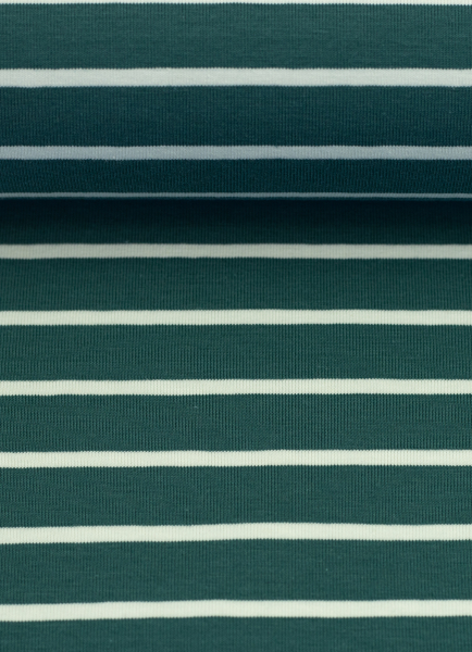 Jersey - Isa  - Streifen - eucalyptus - weiss